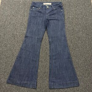 Mossimo Flare Lowest Rise Jeans Women sz 7 Dark Blue y2k retro hippie streetwear
